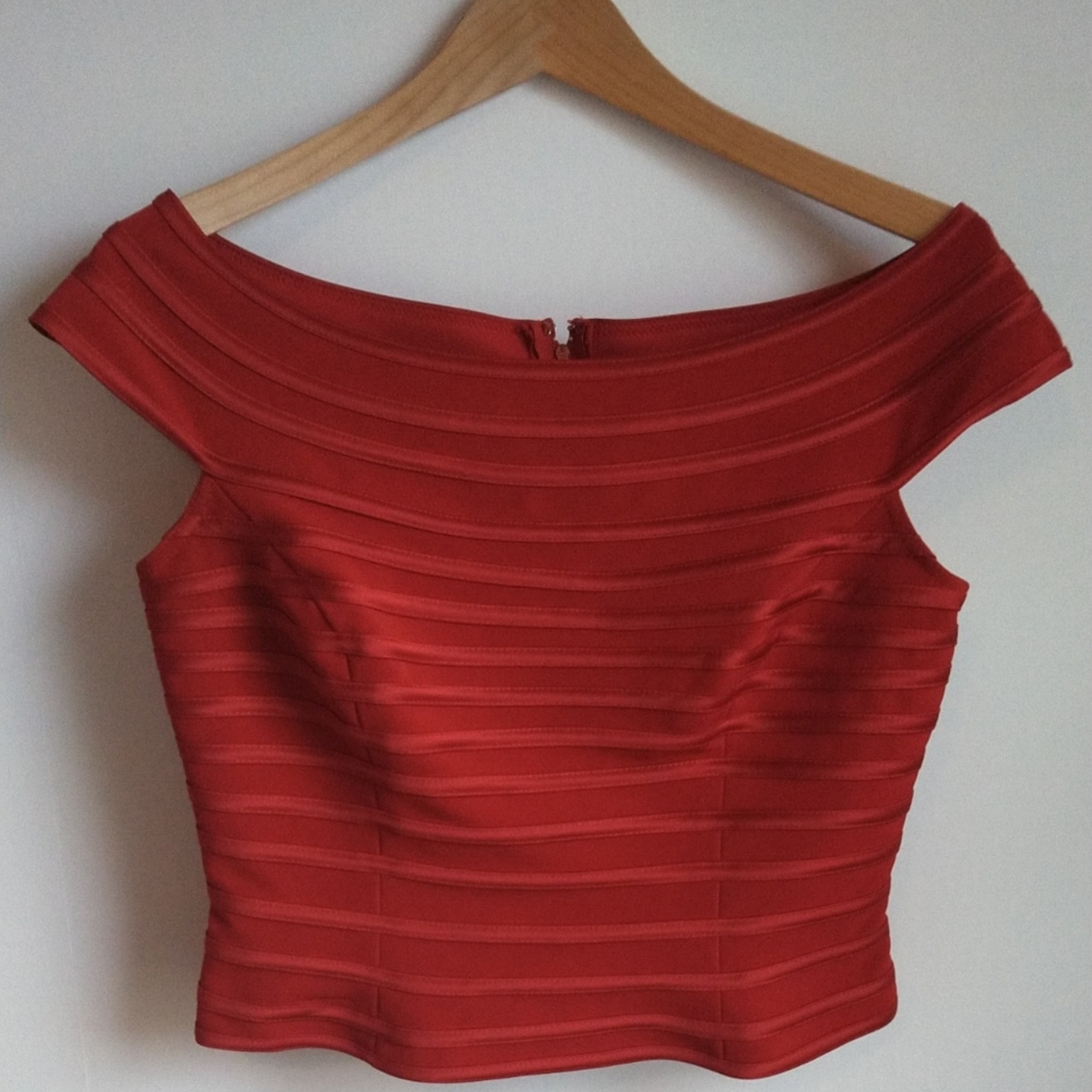 JS Collections Red Cropped Top